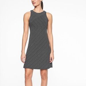 Athleta Black and White Diagonal Stripe Dress